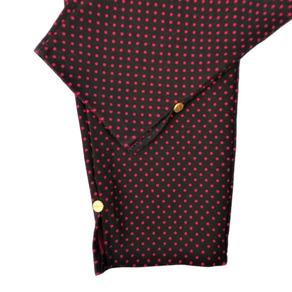 Michael Kors Pants Knit Navy Red Polka Dot Gold Hardware Stretch Split Ankle L - Picture 5 of 10